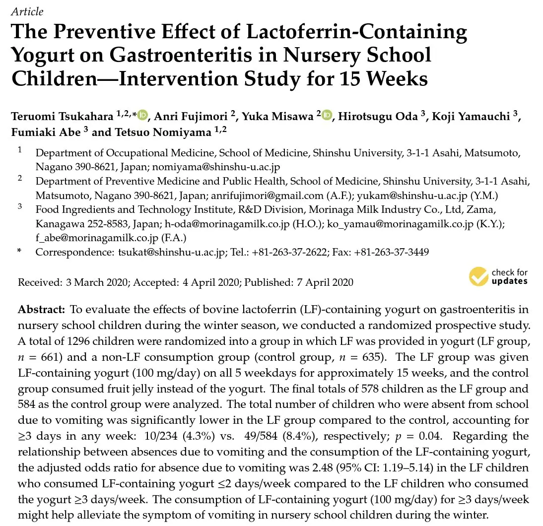 Lactoferrin reduces gut symptoms