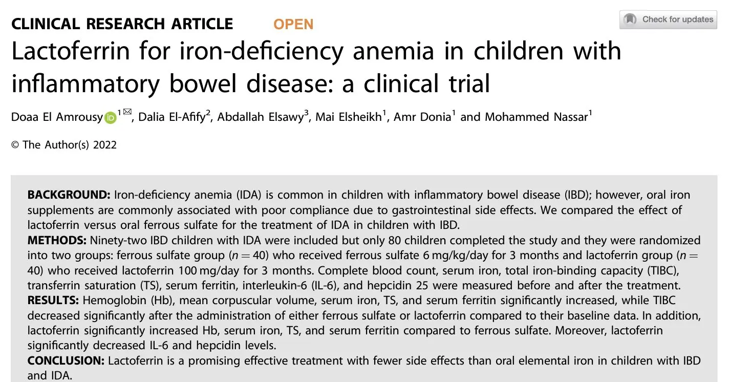 Antiinflammatory properties of lactoferrin